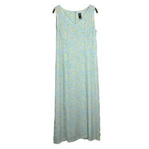 Vintage Gap Dress Women’s 10 Blue Floral‎ Y2K Maxi Sleeveless Boho Cottagecore